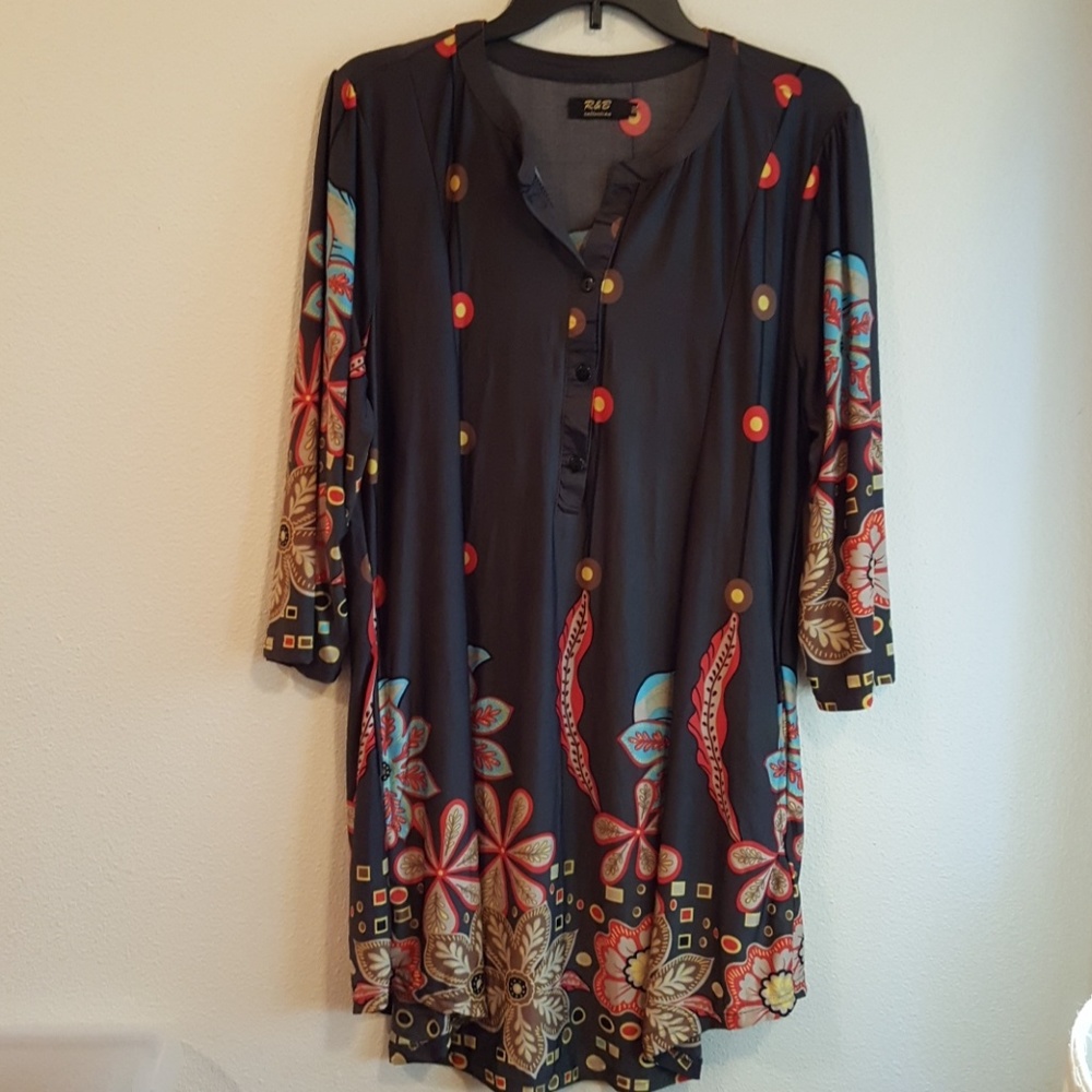 Tunic top or short dress 1XL Grey